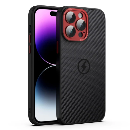 Heat Dissipation Alloy Carbon Fiber Magnetic Phone Case for iPhone 14 Pro Max 100% Focus Pixel Camera Protection Case