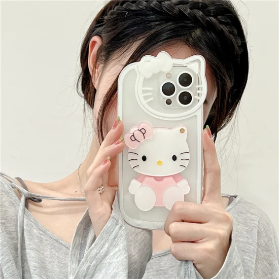 Hello-Kity Lovely 3D Cartoon Makeup Mirror Phone Case Girly Mobile