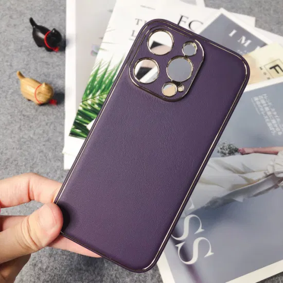 High Quality Electroplating Leather Cell Phone Case for iPhone 14 PRO Max 13 12 11 X Xr Xs Max Metal Lens Protector