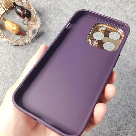 High Quality Electroplating Leather Cell Phone Case for iPhone 14 PRO Max 13 12 11 X Xr Xs Max Metal Lens Protector