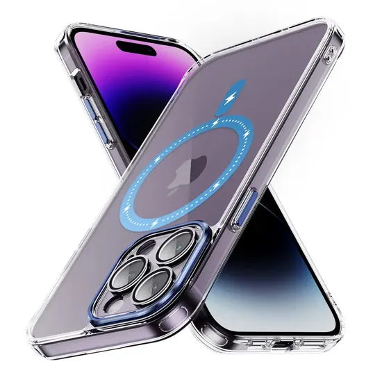 High Quality Magnetic Cell Phone Case Transparent PC Glass Lens Protector Shockproof Covers for iPhone 15 PRO Max 11 12 13 14 PRO