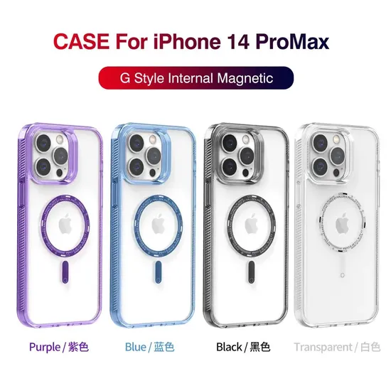 High Quality Magnetic Phone Cover Transparent PC Anti-Slip Phone Case for iPhone 14 PRO Max 11 12 13 Samsung Wireless Charge Case