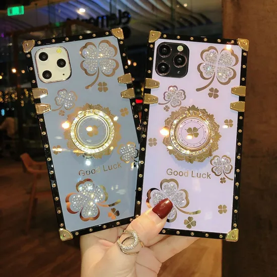 Ins Style Girly Square Designer Phone Case Luxury Glitter Custom Phone Case for iPhone 13 PRO Max 12 11 Xs Xr Mobile Cover