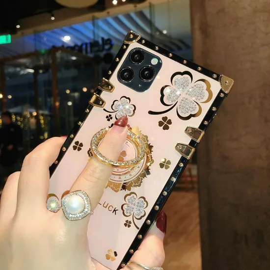 Ins Style Girly Square Designer Phone Case Luxury Glitter Custom Phone Case for iPhone 13 PRO Max 12 11 Xs Xr Mobile Cover