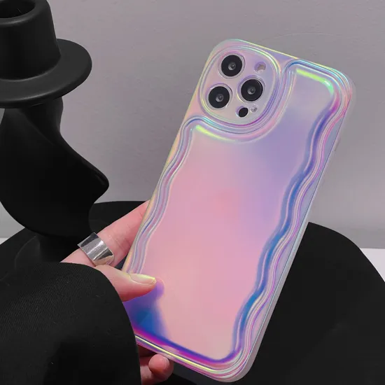 Ins Style Gradient Color Mobile Phone Case Laser Air Cushion Quilted Figure for iPhone 11 12 13 14 PRO