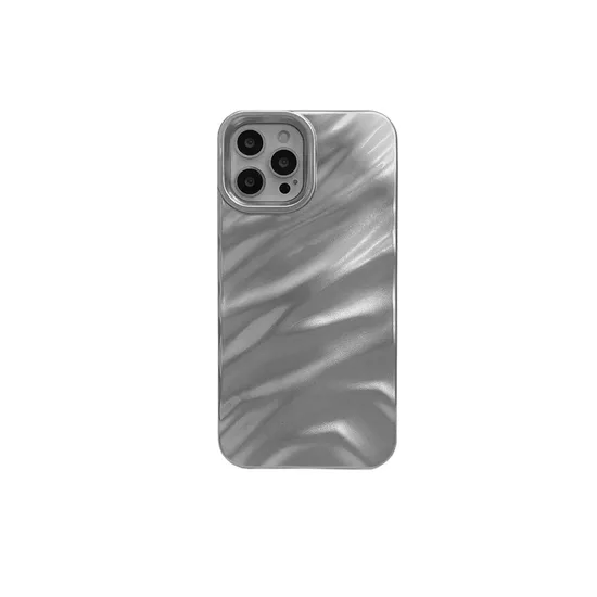 Ins Style Silicone Phone Case for iPhone 12 PRO Silver Wave Pattern Cell Phone Cover for iPhone 13 14 PRO Max