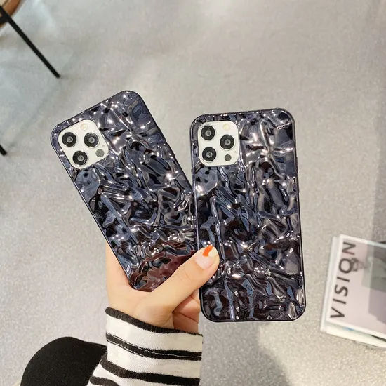 Ins Style Stereoscopic Electroplating Tinfoil Pattern Mobile Cell Phone Case for iPhone 13 14 PRO Huawei Mate30 40 PRO