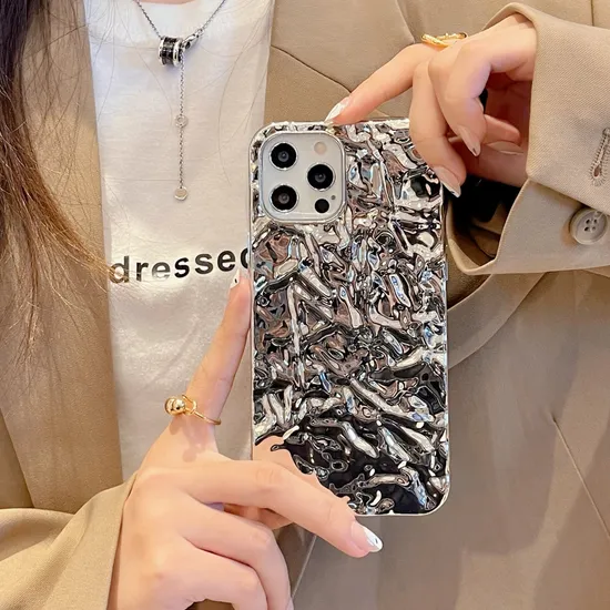 Ins Style Stereoscopic Electroplating Tinfoil Pattern Mobile Cell Phone Case for iPhone 13 14 PRO Huawei Mate30 40 PRO