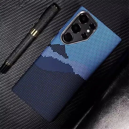 Luxo Design Kevlar Phone Case for Samsung S24 Ultra S23+ Slim PC Magnetic Cover Carbon Fiber