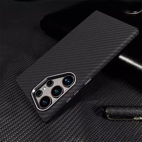 Luxo Design Kevlar Phone Case for Samsung S24 Ultra S23+ Slim PC Magnetic Cover Carbon Fiber