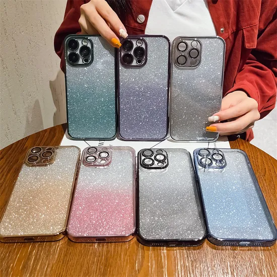 Luxury Gradient Glitter Electroplating Phone Cover for iPhone 15 Mobile Phone Case for iPhone 14 PRO Max 11 12 13 Plus