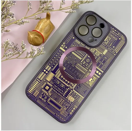 Luxury Newest Metal Golden Funda Armor Phone Case for iPhone 14 PRO Max 3 in 1 Acrigel Print Case Back Cover Magnetic Wireless Charging Cases