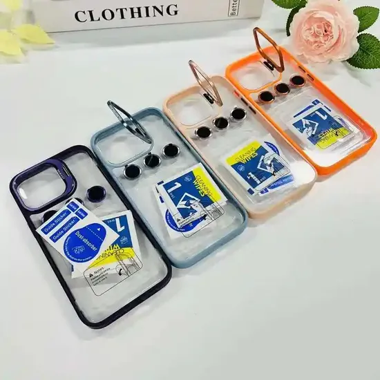 Mobile Phone Case Stand Ring Holder Phone Case for iPhone 15 PRO Max 14 PRO Lens Protector