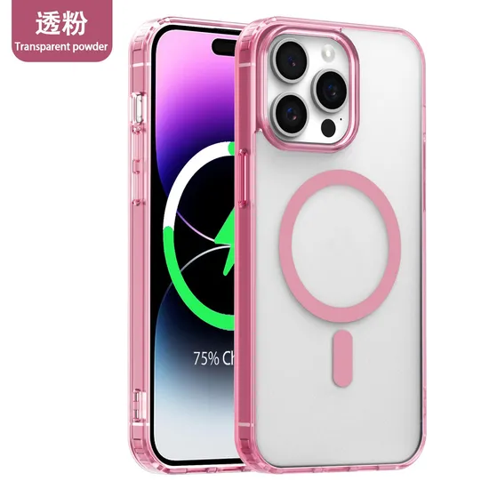 Super Strong Magnetic Suction Transparent Color Acrylic Mobile Phone Case for iPhone 15 PRO Max