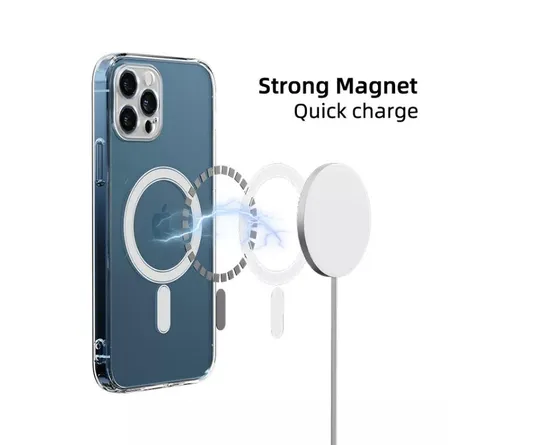 Transparent Magnetic Phone Case Wireless Charging Shockproof Corner Bumper Cover