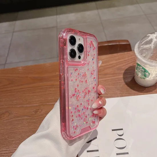 for Women Girls 3 in 1 Glitter Sparkle Triple Combo Phone Case for iPhone 11 13/14 PRO Max Heavy Duty Shockproof Protective Case