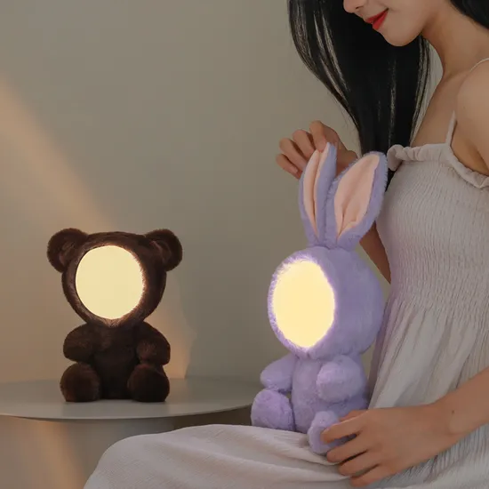 Baby Doll DIY Face Fluffy Night Light with Bluetooth Speaker