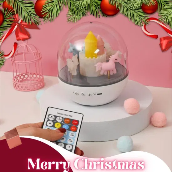 Christmas Gift Carousal Music Night Light Night Light 3D Illusion Unicorn