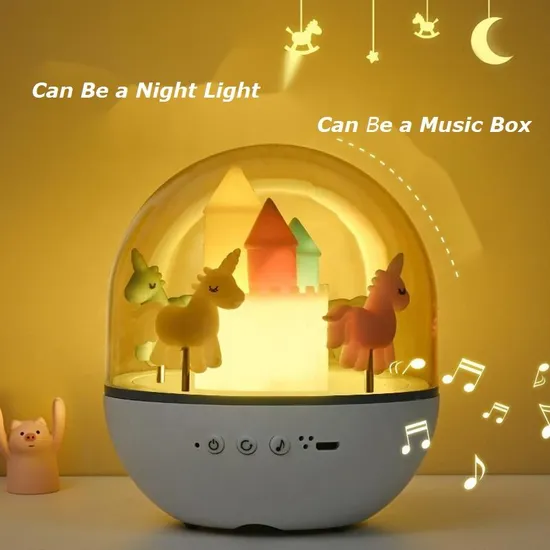 Christmas Gift Carousal Music Night Light Night Light 3D Illusion Unicorn