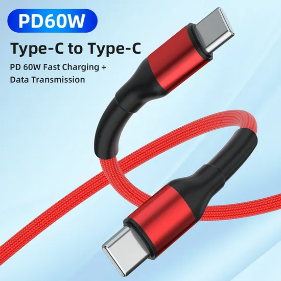 1 Meter 2 Meters Sr Lengthened Reinforced 180 Degrees Free Rotation Fast Charging Data Cable Type-C to Type-C Cable in Pd 60W