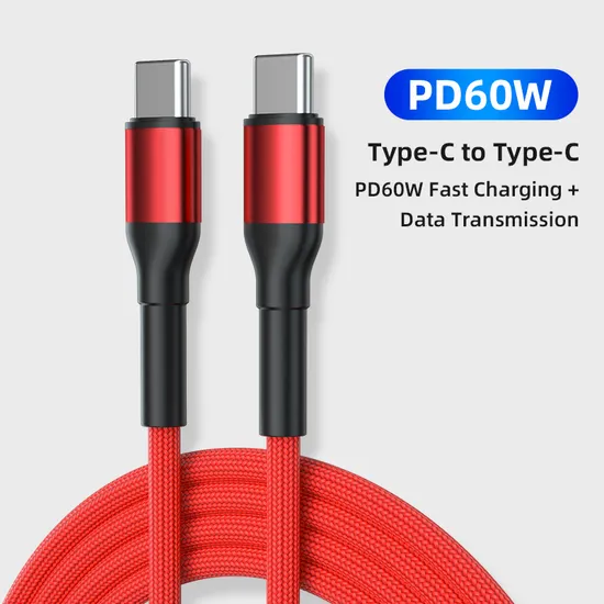 1 Meter 2 Meters Sr Lengthened Reinforced 180 Degrees Free Rotation Fast Charging Data Cable Type-C to Type-C Cable in Pd 60W