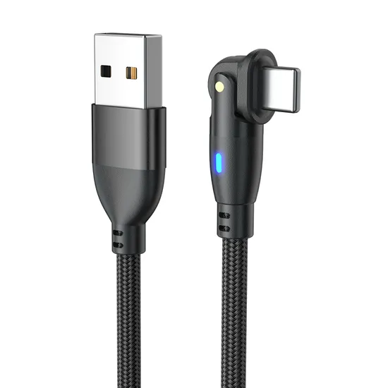 2 in 1 L-Shape and Straight Use 180 Degree Rotation Data Transmission USB Charging Cable with Lightning Interface