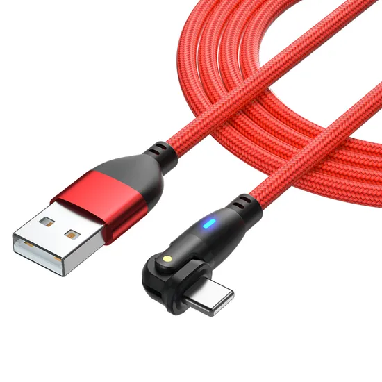 2 in 1 L-Shape and Straight Use 180 Degree Rotation Data Transmission USB Charging Cable with Lightning Interface