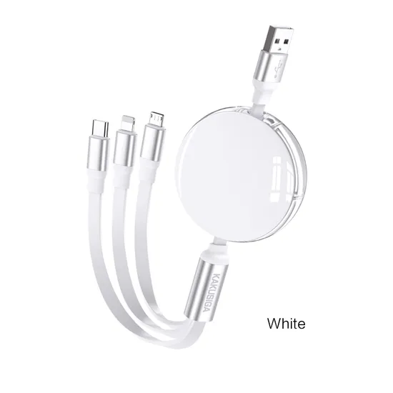 3 in 1 Easy-to-Pull Storage Stretchable Charging Cable Car Accessories Flexible Mobile Phone Cables