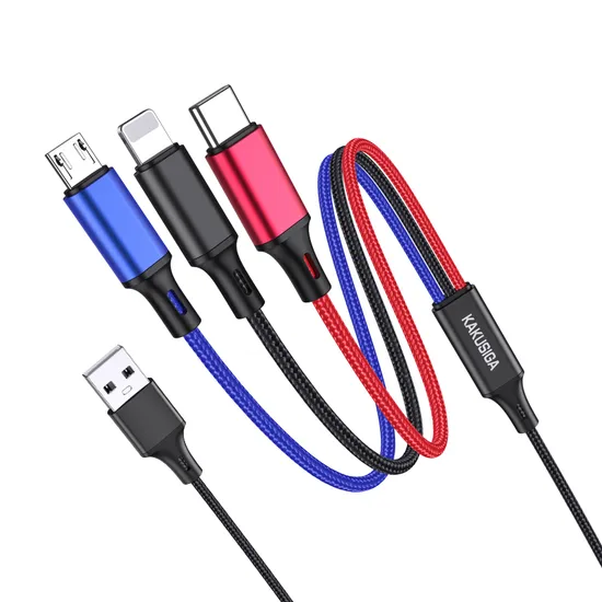 3 in 1 Quick Charging Cable for iPhone Samsung Android Phone Charging