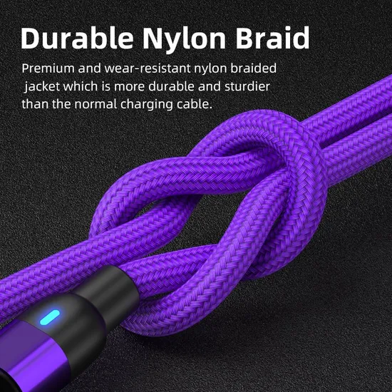 540 Degrees Rotation Charging Magnetic Suction Charging Cable Multifunction 3 in 1 with Micro/Lightning/Type-C Interface Light Cable