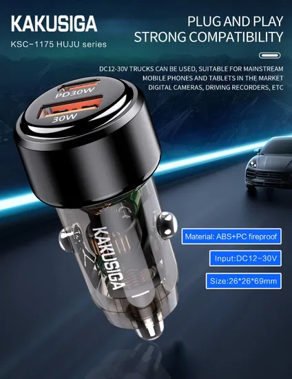 Dual Port Mini Car Charger - 60W Super Fast Charging