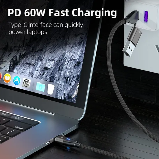 Magnetic Data Cable Pd 60W Fast Charging Cable LED Light Multifunctional 6 in 1 USB for Micro/Type-C/Lightning