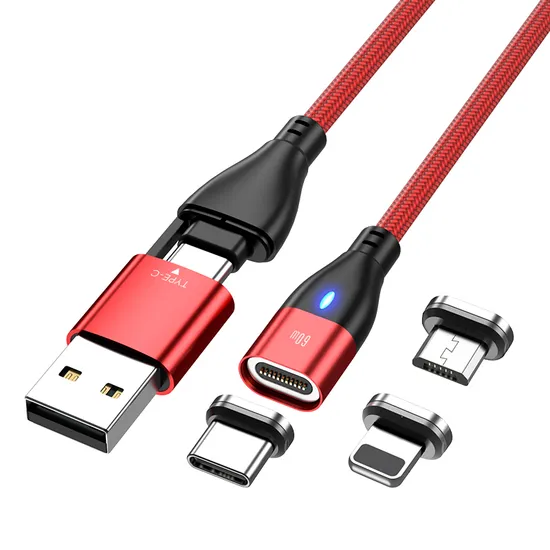 Magnetic Data Cable Pd 60W Fast Charging Cable LED Light Multifunctional 6 in 1 USB for Micro/Type-C/Lightning