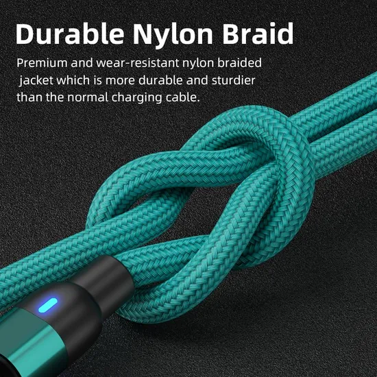 Magnetic Suction Charging Cable 540 Degrees Rotation Multifunctional 3 in 1 USB with Micro/Lightning/Type-C Interface Light Cable