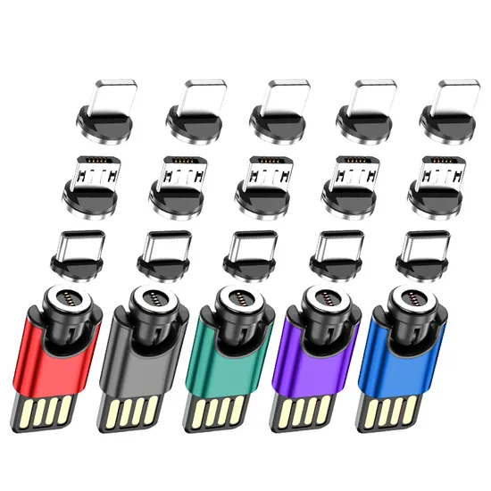 Mini Magnetic Quick USB Charger Data Transmission 5pin 540 Degree Rotation Without Wire in L-Shape and Straight Use 2 in 1