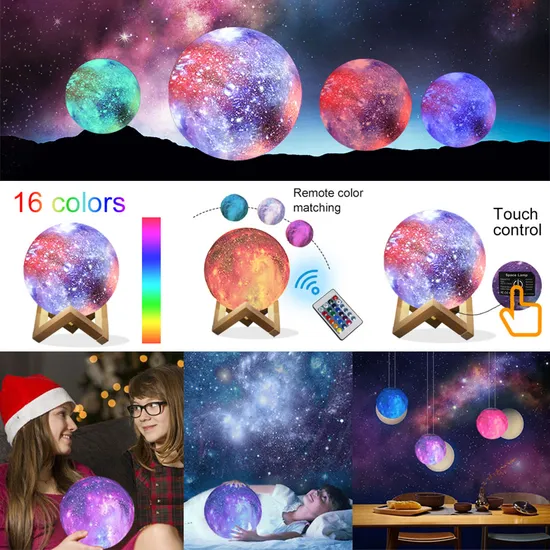 16 Colors LED 3D Moon Light Lava Lamp Gifts for Girls