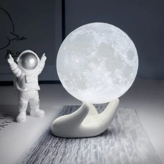 3D Printing Lunar Lamp Night Light with White Hand Stand