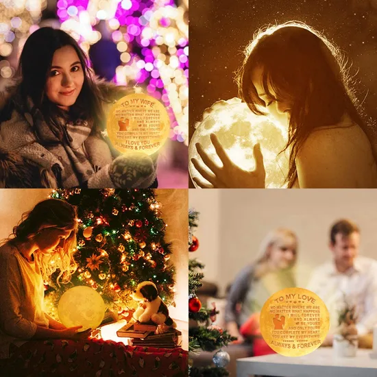 Engraved 3D Printing Moon Lamp with Tap Control Valentine′ S Day Gifts