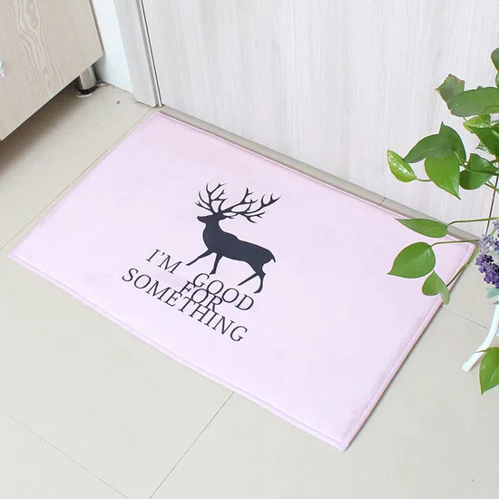 Anti-Slip Water Absorb Flannel Printed Door Mat Memory Foam Bath Mat