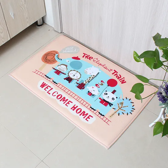 Anti-Slip Water Absorb Flannel Printed Door Mat Memory Foam Bath Mat