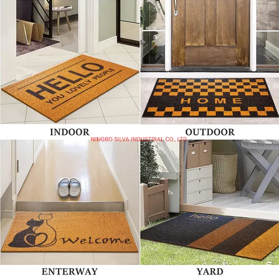 Brown PVC Coco Coir Doormat with Heavy-Duty Front Welcome Entrance Door Mats