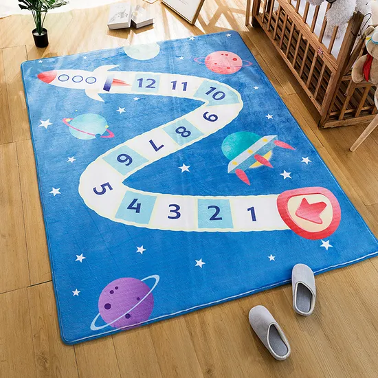 Children Mat Flannel Non-Slip Baby Rectangle Bedroom Living Room Kids Play Rug