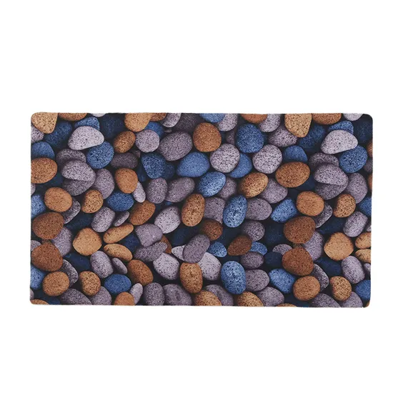 Custom 3D Stone Print Anti-Slip Rubber Backing Bathroom Mat