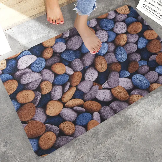 Custom 3D Stone Print Anti-Slip Rubber Backing Bathroom Mat