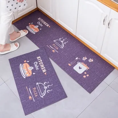 Custom Anti-Slip Highly Absorbent Embroidery Pattern Washable Kitchen Rugs