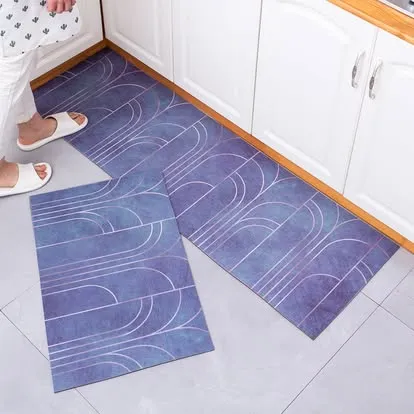 Custom Anti-Slip Highly Absorbent Embroidery Pattern Washable Kitchen Rugs