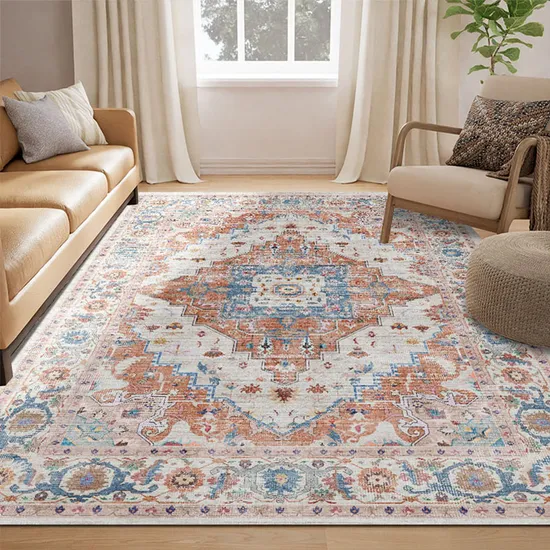 Custom Bohemian Style Chenille Area Rug for Living Room Floor Area Rug