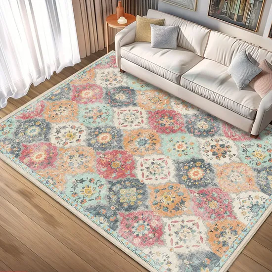 Custom Bohemian Style Chenille Area Rug for Living Room Floor Area Rug