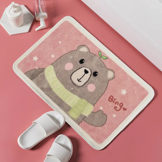 Custom Fluffy Cartoon Printing Door Mat for Anti-Slip Back Doormat