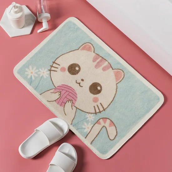 Custom Fluffy Cartoon Printing Door Mat for Anti-Slip Back Doormat